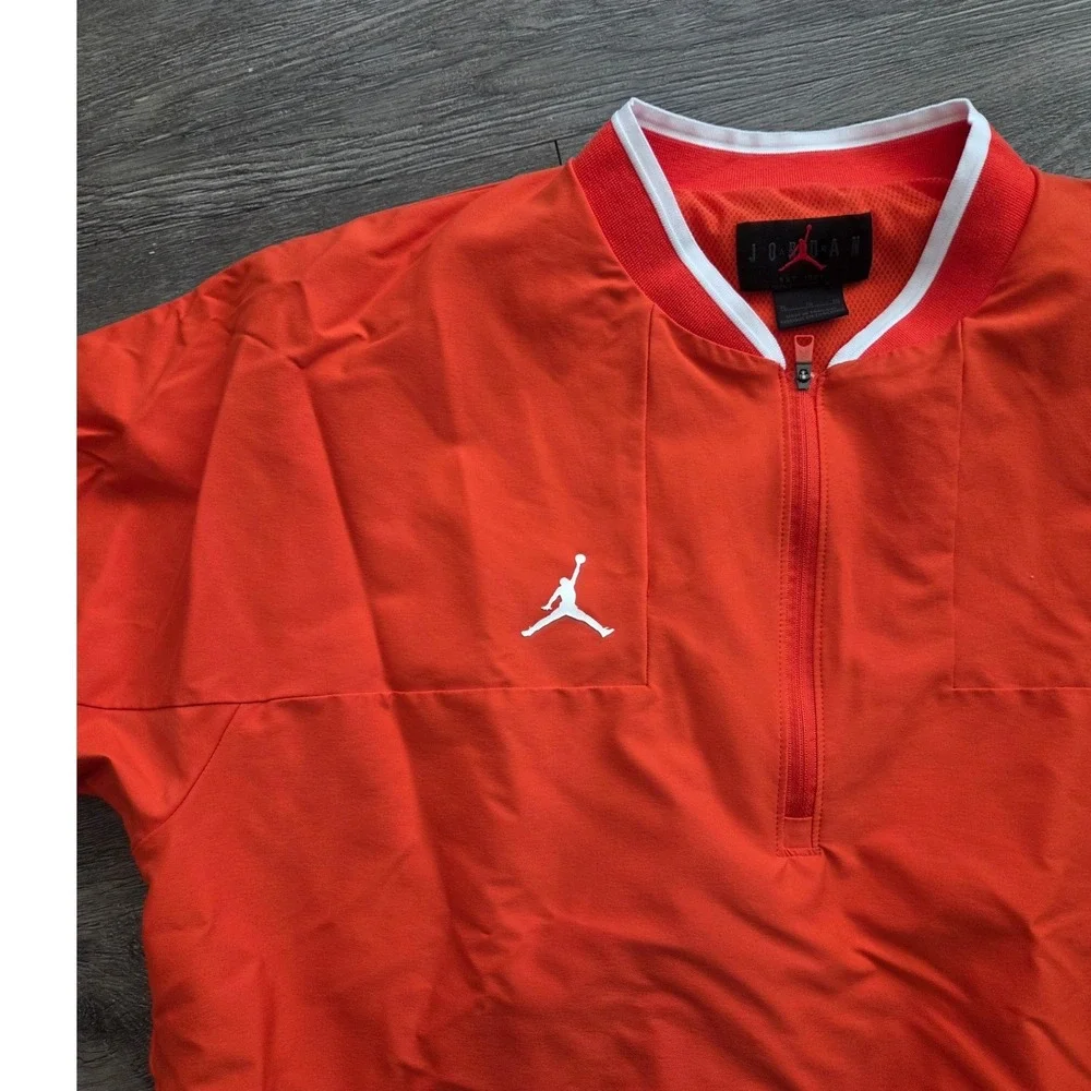 Jordan Short Sleeve Quarter Zip Windbreaker Mens XL Orange Pullover